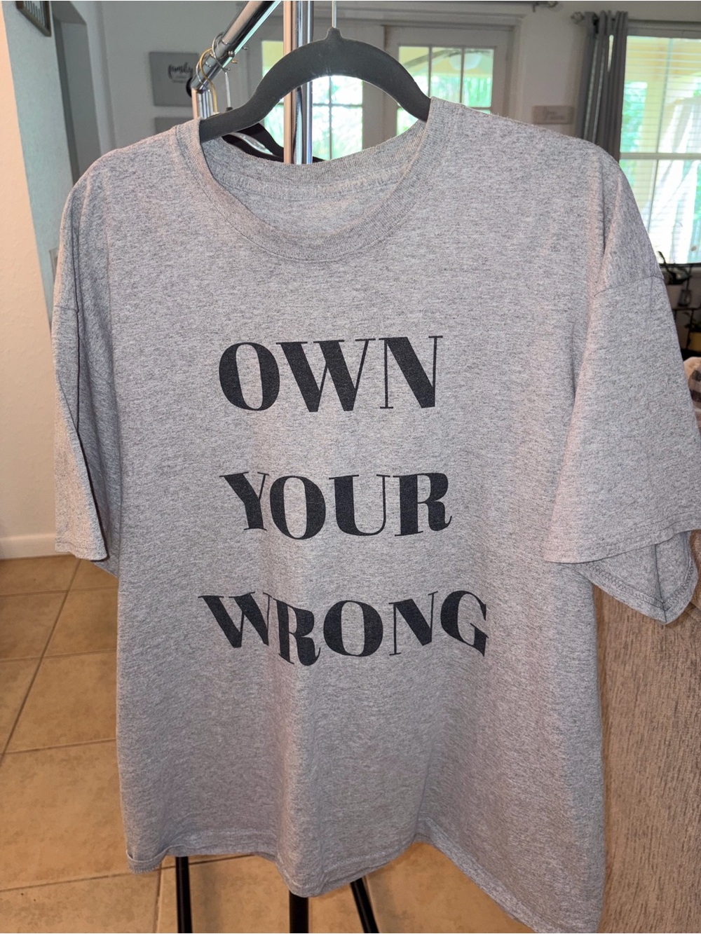 Heather Grey Graphic Tee with Bold Black Text